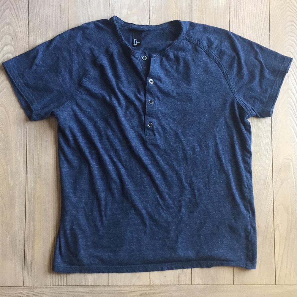 H&M Henley Shirt S/S in Navy Blue